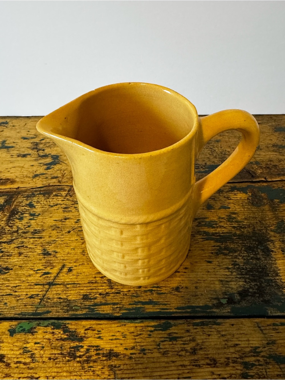 Sunshine Yellow Ceramic Pitcher with Textured Base